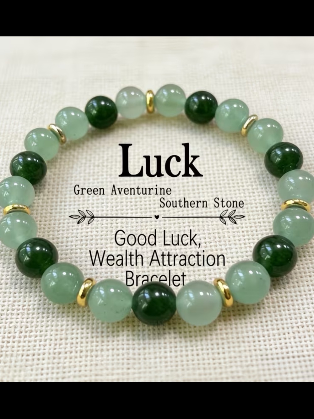 Affordable Fashion Finds Green Aventurine & Gold Bead Bracelet